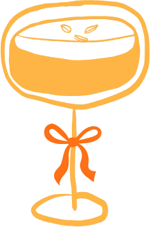 An orange coupe with a bow